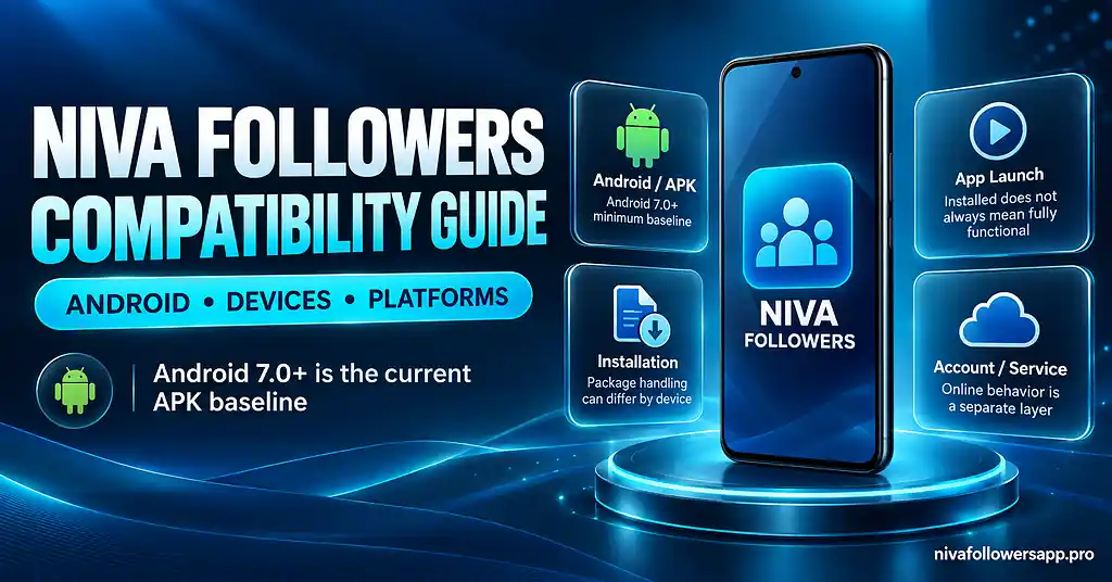 Niva Followers installation behavior and app launch checks on newer Android versions