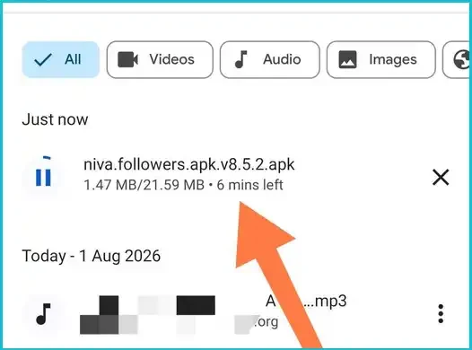 Niva Followers APK downloading on Android