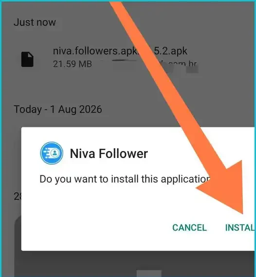 Android installation prompt for Niva Followers APK