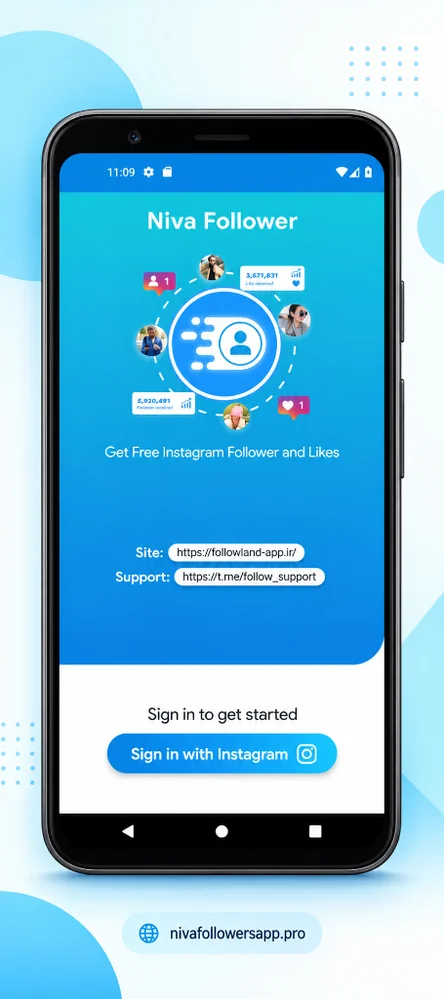 Niva Follower app sign-in screen on Android
